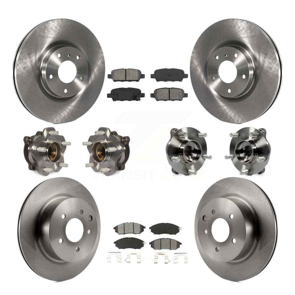 Hub Bearing Brake Rotor Pad Front Rear Kit (10Pc) For 2006-2007 INFINITI M35 AWD
