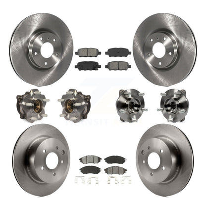 Hub Bearing Brake Rotor Pad Front Rear Kit (10Pc) For 2006-2007 INFINITI M35 AWD