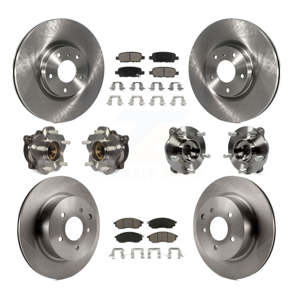 Hub Bearing Brake Rotor Pad Front Rear Kit (10Pc) For 2006-2007 INFINITI M35 AWD