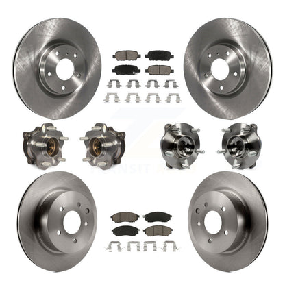 Hub Bearing Brake Rotor Pad Front Rear Kit (10Pc) For 2006-2007 INFINITI M35 AWD