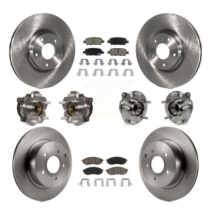 Hub Bearing Brake Rotor Pad Front Rear Kit (10Pc) For 2006-2007 INFINITI M35 RWD