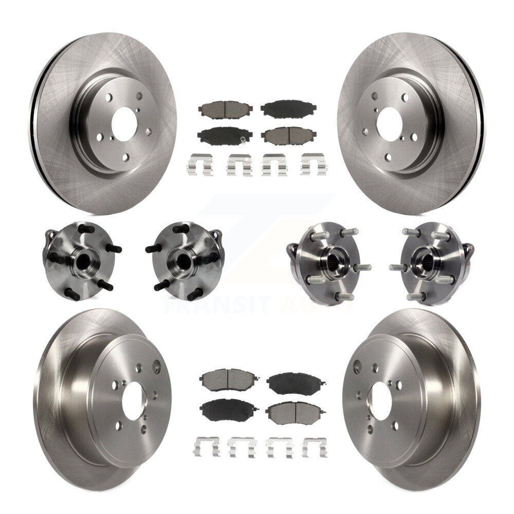 Hub Bearings Disc Brake Rotors And Pads Front Rear Kit (10Pc) For Subaru WRX