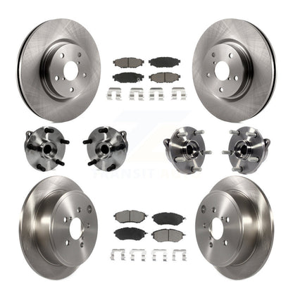 Hub Bearings Disc Brake Rotors And Pads Front Rear Kit (10Pc) For Subaru WRX
