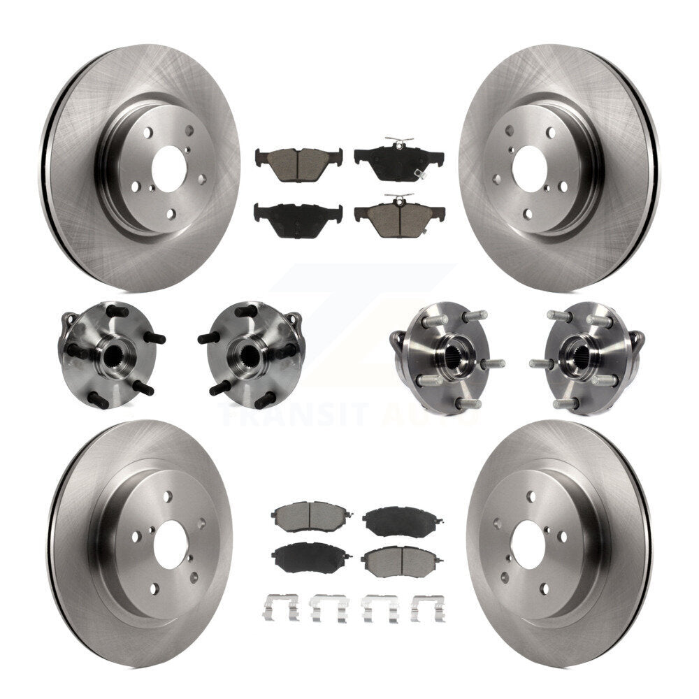 Hub Bearings Disc Brake Rotors And Pads Front Rear Kit (10Pc) For Subaru WRX