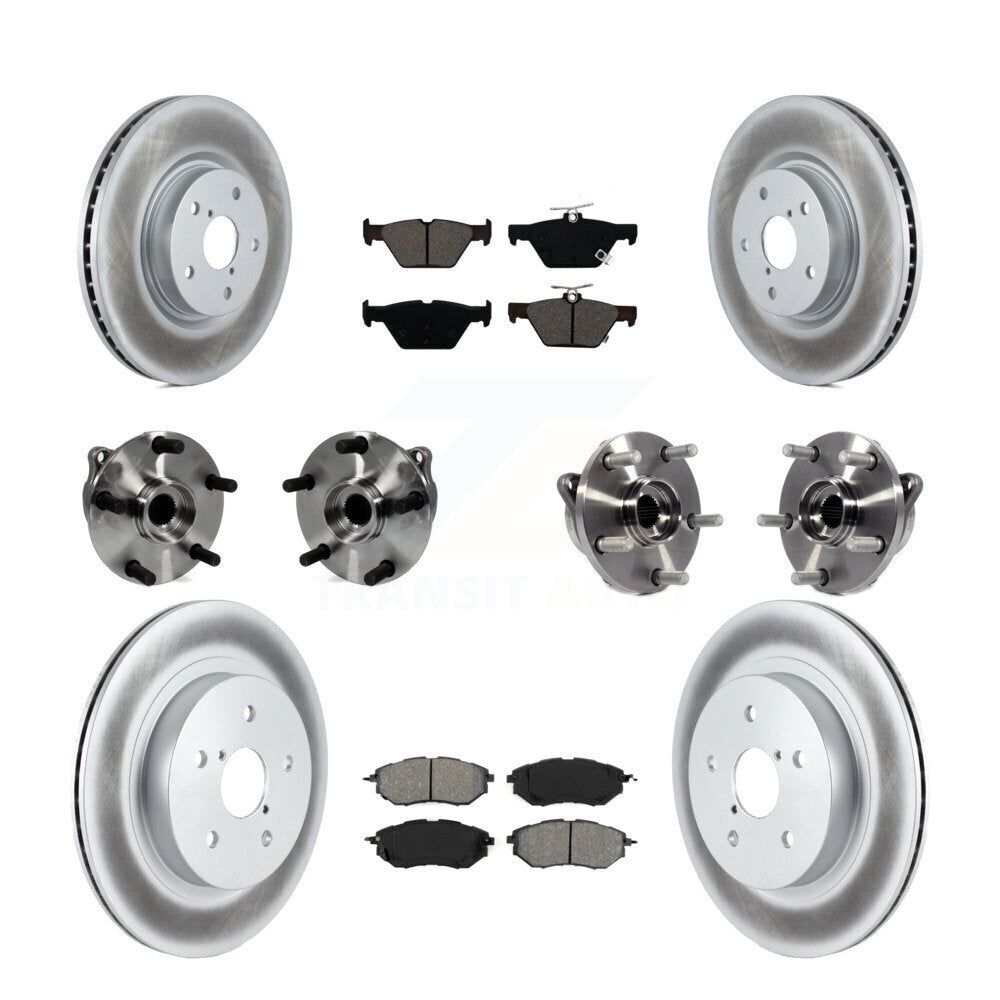 Hub Bearing Coated Disc Brake Rotor And Pad Front Rear Kit (10Pc) For Subaru WRX