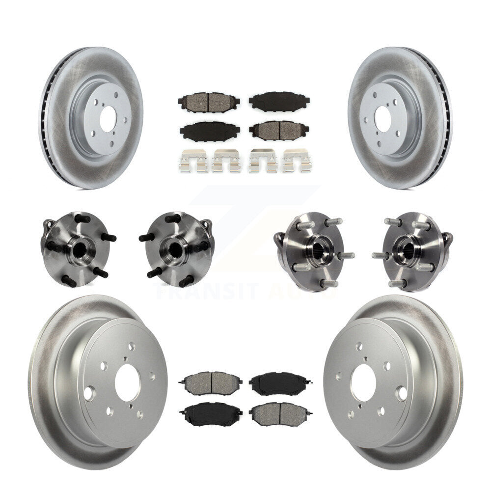 Hub Bearing Coated Disc Brake Rotor And Pad Front Rear Kit (10Pc) For Subaru WRX
