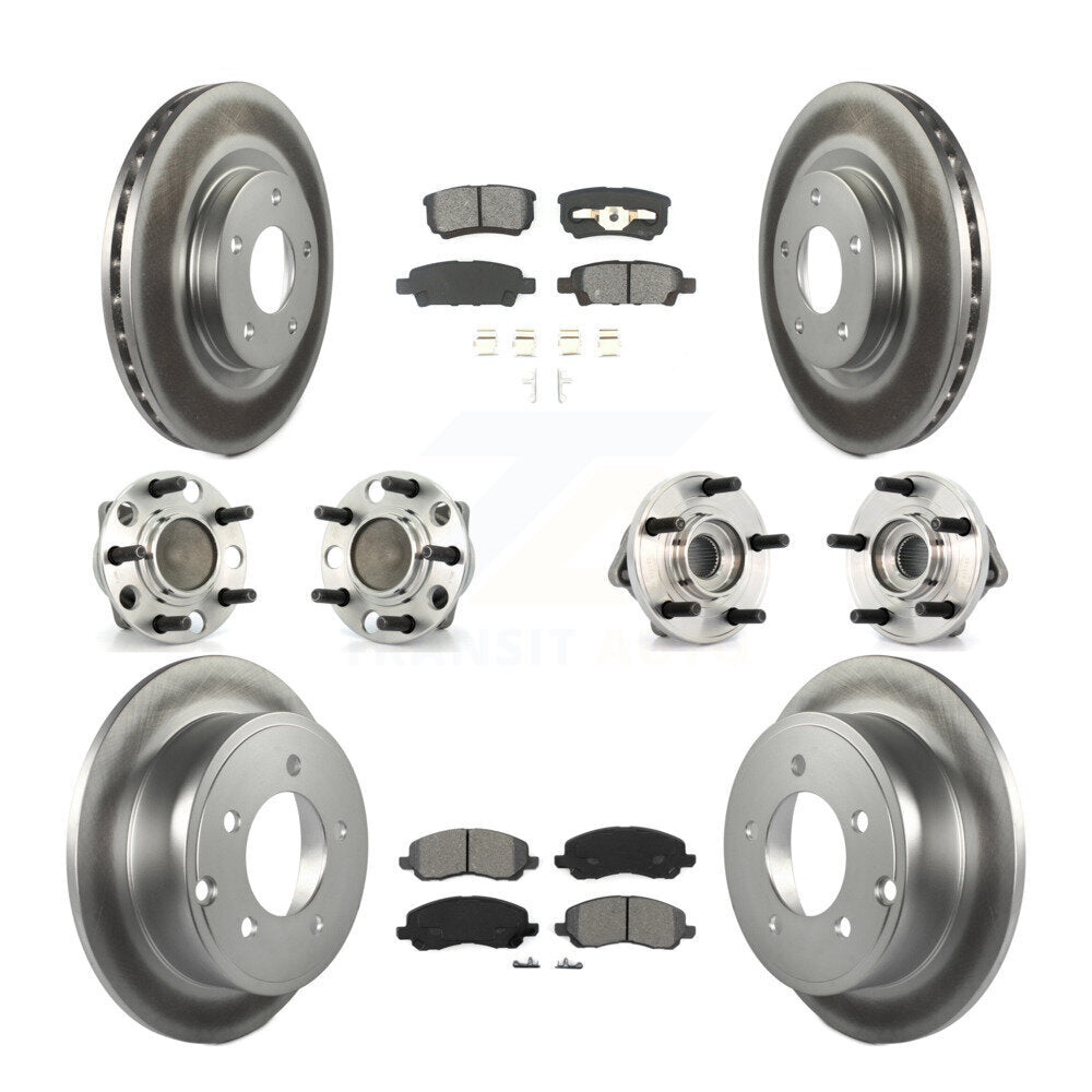 Hub Bearing Coat Brake Rotor Pad Front Rear Kit (10Pc) For Dodge Avenger Caliber
