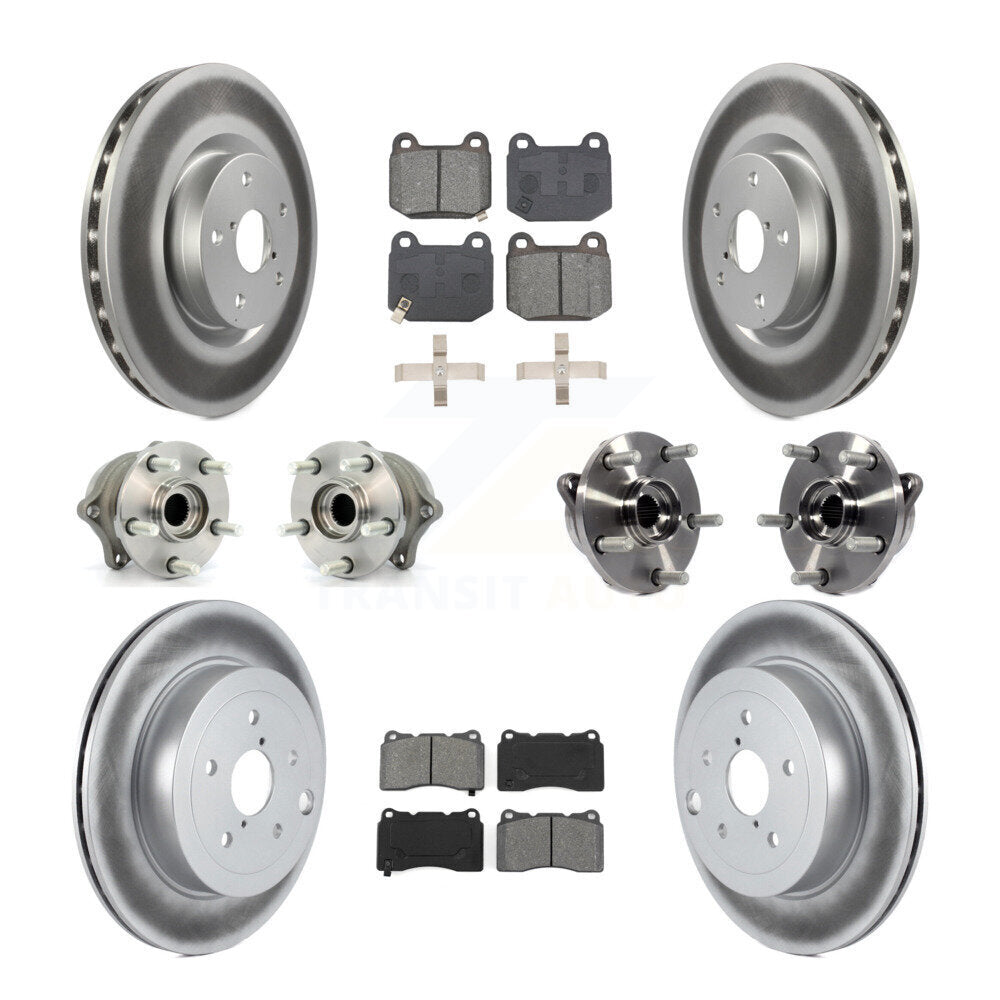 Hub Bearing Coated Brake Rotor Pads Front Rear Kit (10Pc) For Subaru Impreza WRX