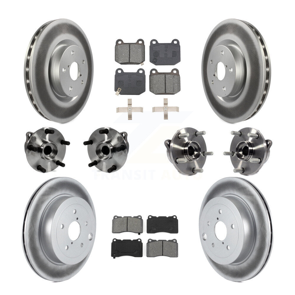 Hub Bearing Coated Brake Rotor Pads Front Rear Kit (10Pc) For Subaru Impreza WRX
