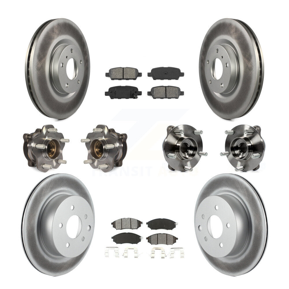 Hub Bearing Coated Brake Rotor & Pads Front Rear Kit (10Pc) For INFINITI M35 AWD