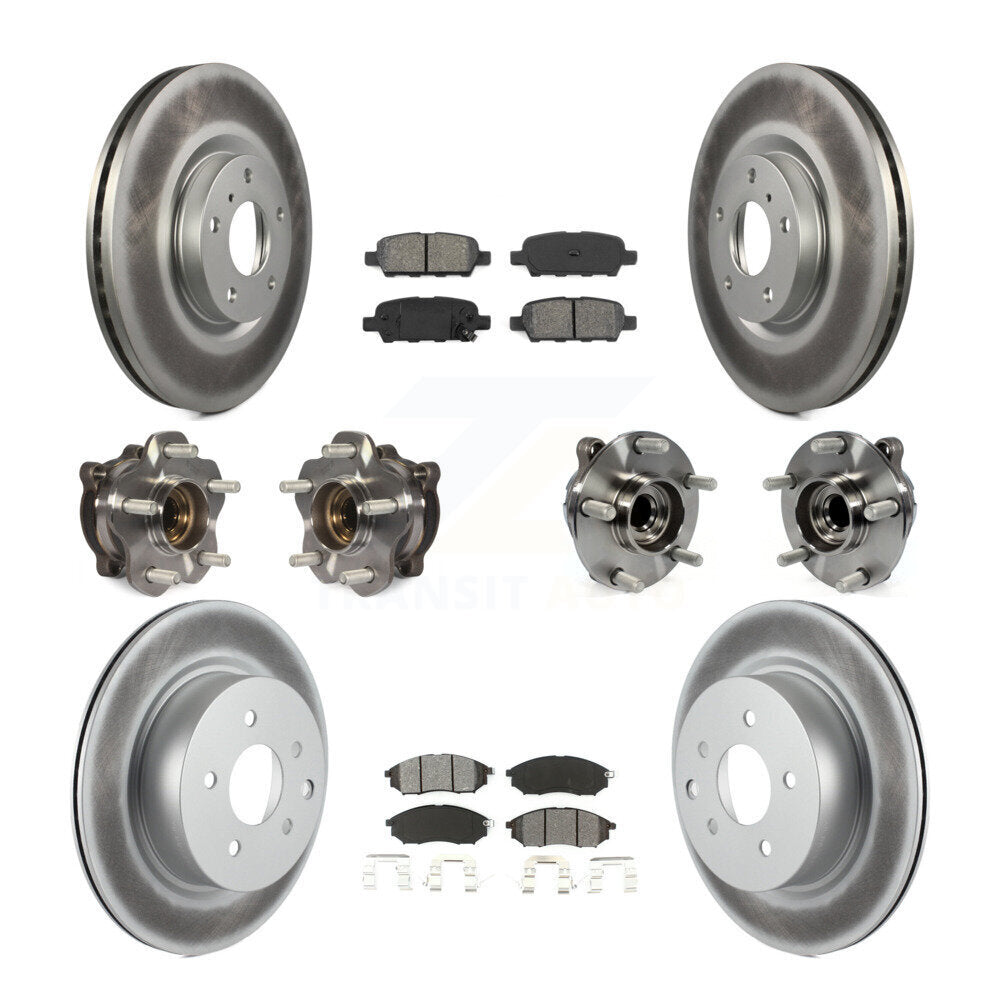 Hub Bearing Coated Brake Rotor & Pads Front Rear Kit (10Pc) For INFINITI M35 RWD
