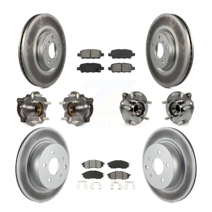 Hub Bearing Coated Brake Rotor & Pads Front Rear Kit (10Pc) For INFINITI M35 RWD