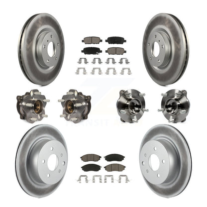 Hub Bearing Coated Brake Rotor & Pads Front Rear Kit (10Pc) For INFINITI M35 AWD