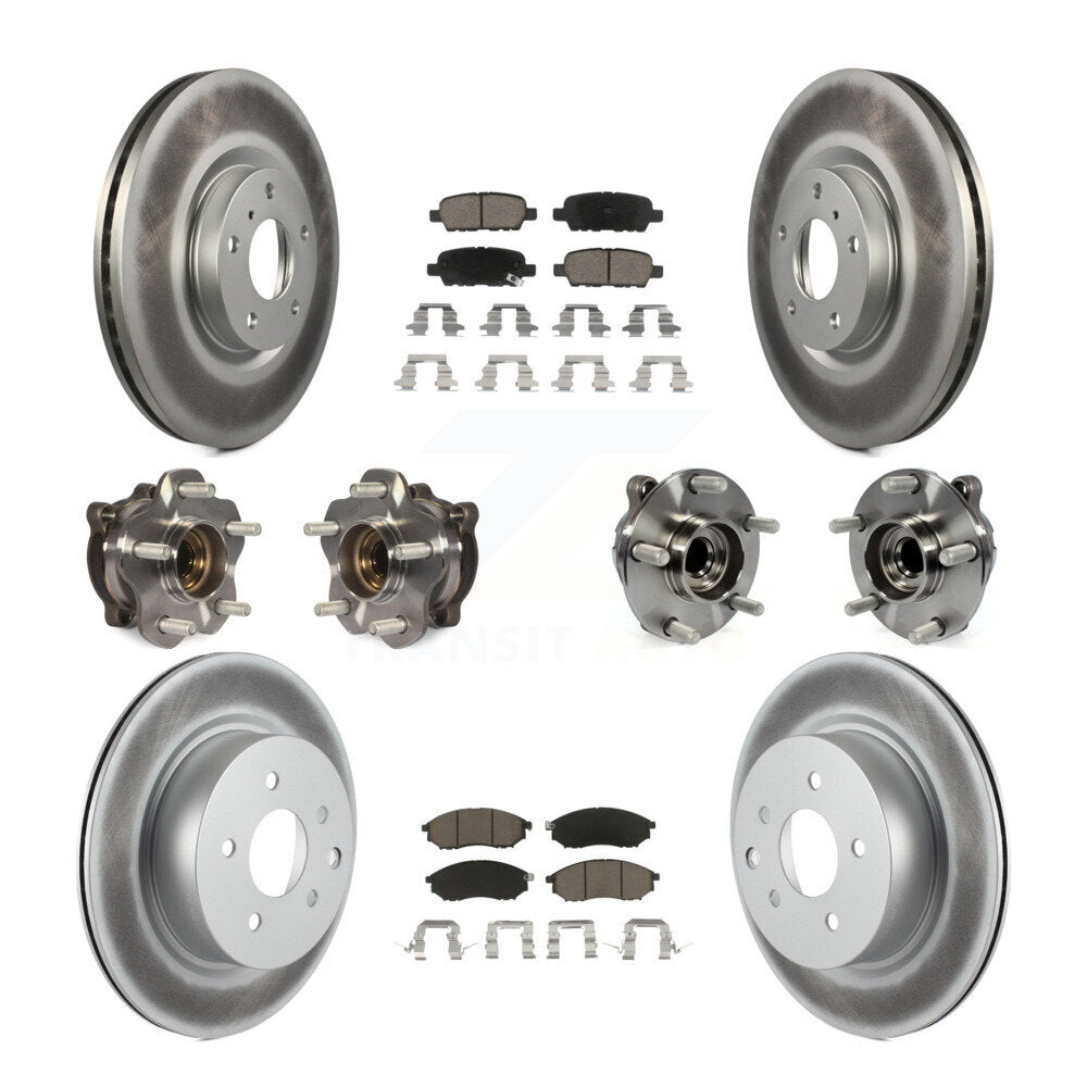 Hub Bearing Coated Brake Rotor & Pads Front Rear Kit (10Pc) For INFINITI M35 RWD