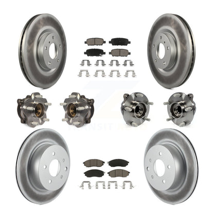 Hub Bearing Coated Brake Rotor & Pads Front Rear Kit (10Pc) For INFINITI M35 RWD