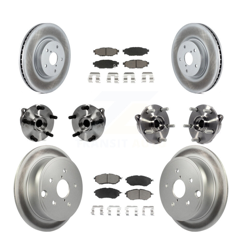 Hub Bearing Coated Disc Brake Rotor And Pad Front Rear Kit (10Pc) For Subaru WRX