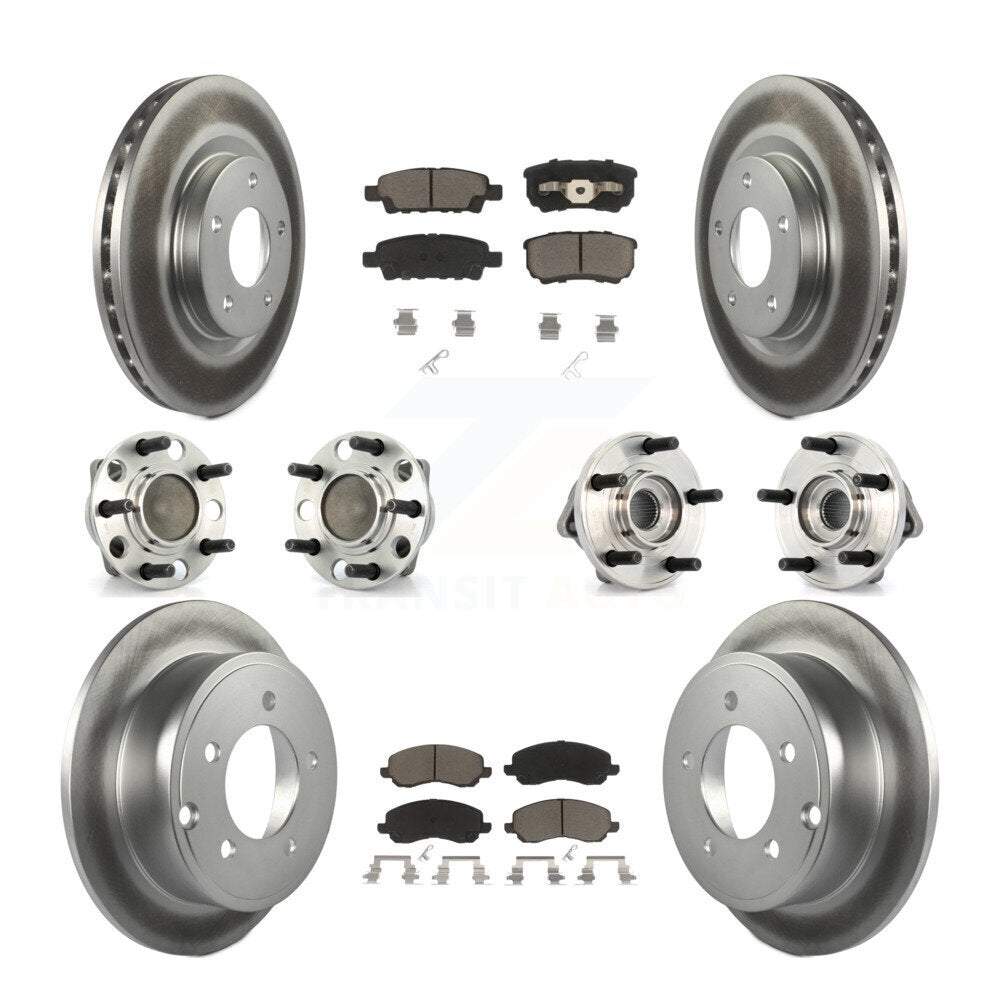 Hub Bearing Coat Brake Rotor Pad Front Rear Kit (10Pc) For Dodge Avenger Caliber