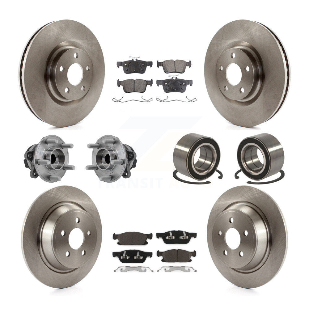 Hub Bearing Disc Brake Rotor & Pads Front Rear Kit (10Pc) For 2015 Ford Edge FWD