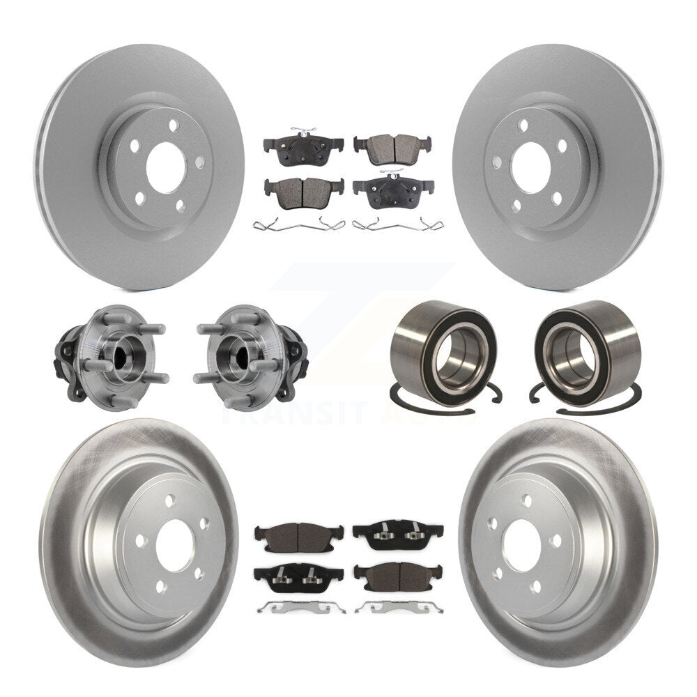 Hub Bearing Coated Brake Rotor Pads Front Rear Kit (10Pc) For 2015 Ford Edge FWD