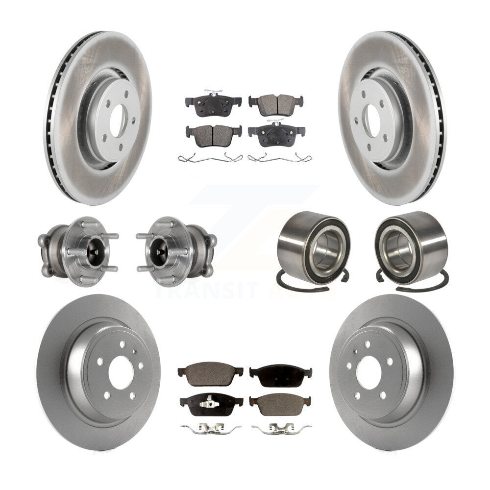 Hub Bearing Coated Disc Brake Rotor & Pads Front Rear Kit (10Pc) For Lincoln MKC