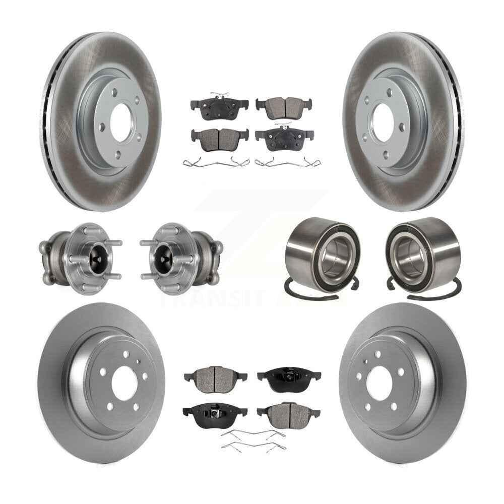Hub Bearing Coated Disc Brake Rotor & Pads Front Rear Kit (10Pc) For Ford Escape
