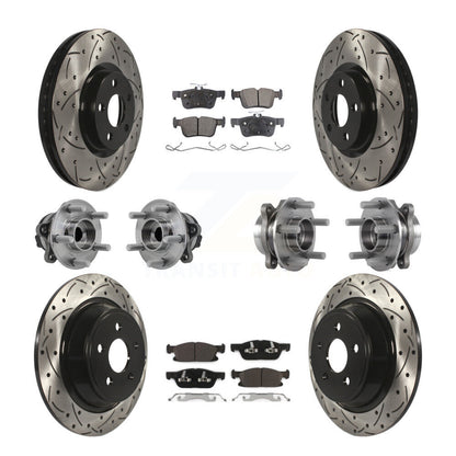 Hub Bearing Coated Brake Rotor Pad Front Rear Kit (10Pc) For 15-18 Ford Edge FWD