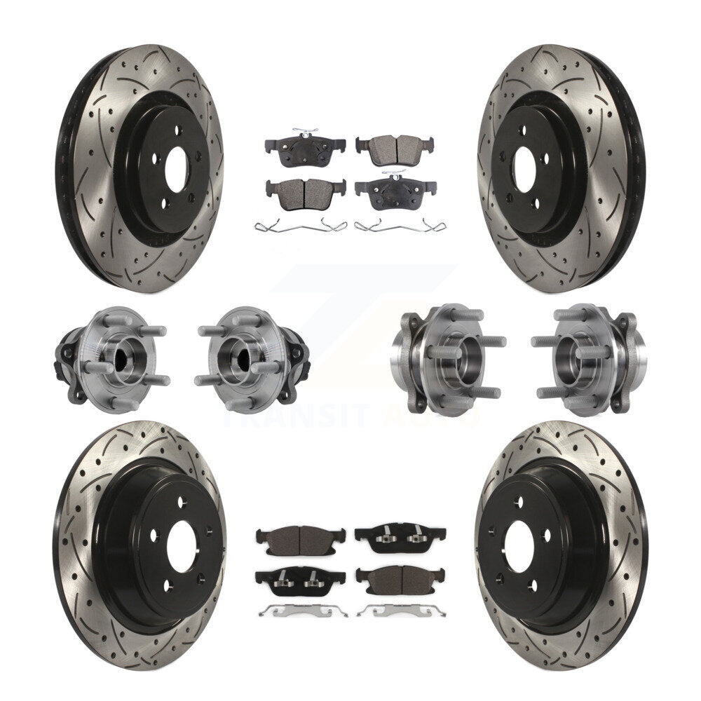 Hub Bearing Coat Brake Rotor Pad Front Rear Kit (10Pc) For Ford Edge Lincoln MKX