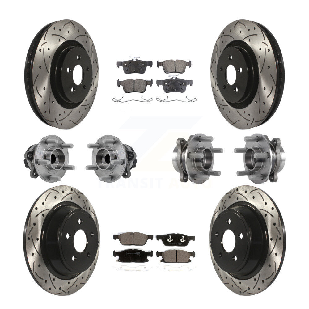 Hub Bearing Coated Brake Rotor Pad Front Rear Kit (10Pc) For Lincoln Continental