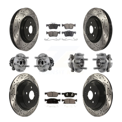 Hub Bearing Coated Brake Rotor Pad Front Rear Kit (10Pc) For Lincoln Continental
