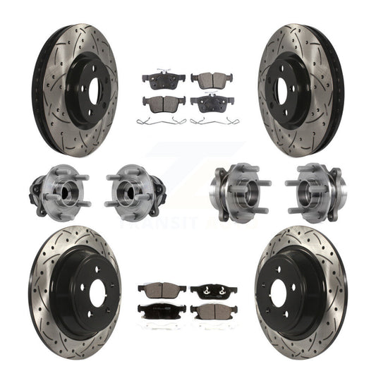 Hub Bearing Coated Brake Rotor Pad Front Rear Kit (10Pc) For Lincoln Continental