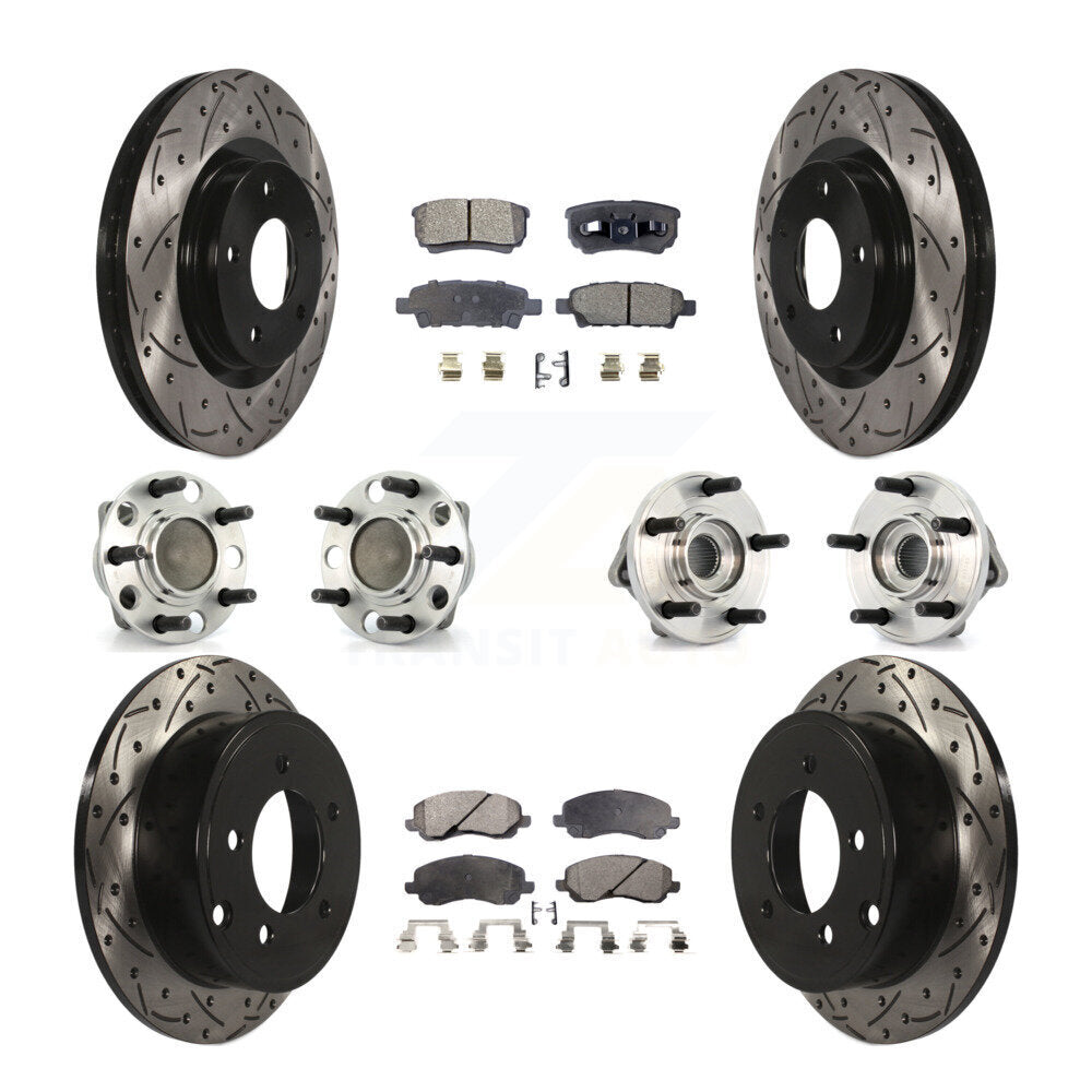 Hub Bearing Coat Brake Rotor Pad Front Rear Kit (10Pc) For Dodge Avenger Caliber