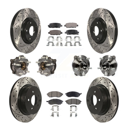 Hub Bearing Coated Brake Rotor & Pads Front Rear Kit (10Pc) For INFINITI M35 AWD