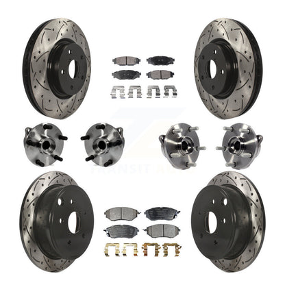 Hub Bearing Coated Disc Brake Rotor And Pad Front Rear Kit (10Pc) For Subaru WRX
