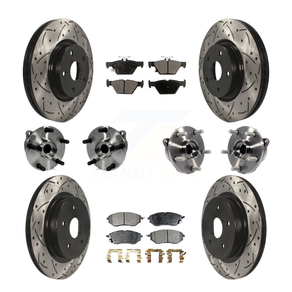 Hub Bearing Coated Disc Brake Rotor And Pad Front Rear Kit (10Pc) For Subaru WRX