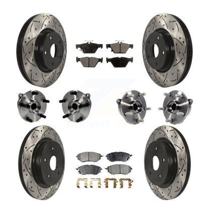 Hub Bearing Coated Disc Brake Rotor And Pad Front Rear Kit (10Pc) For Subaru WRX