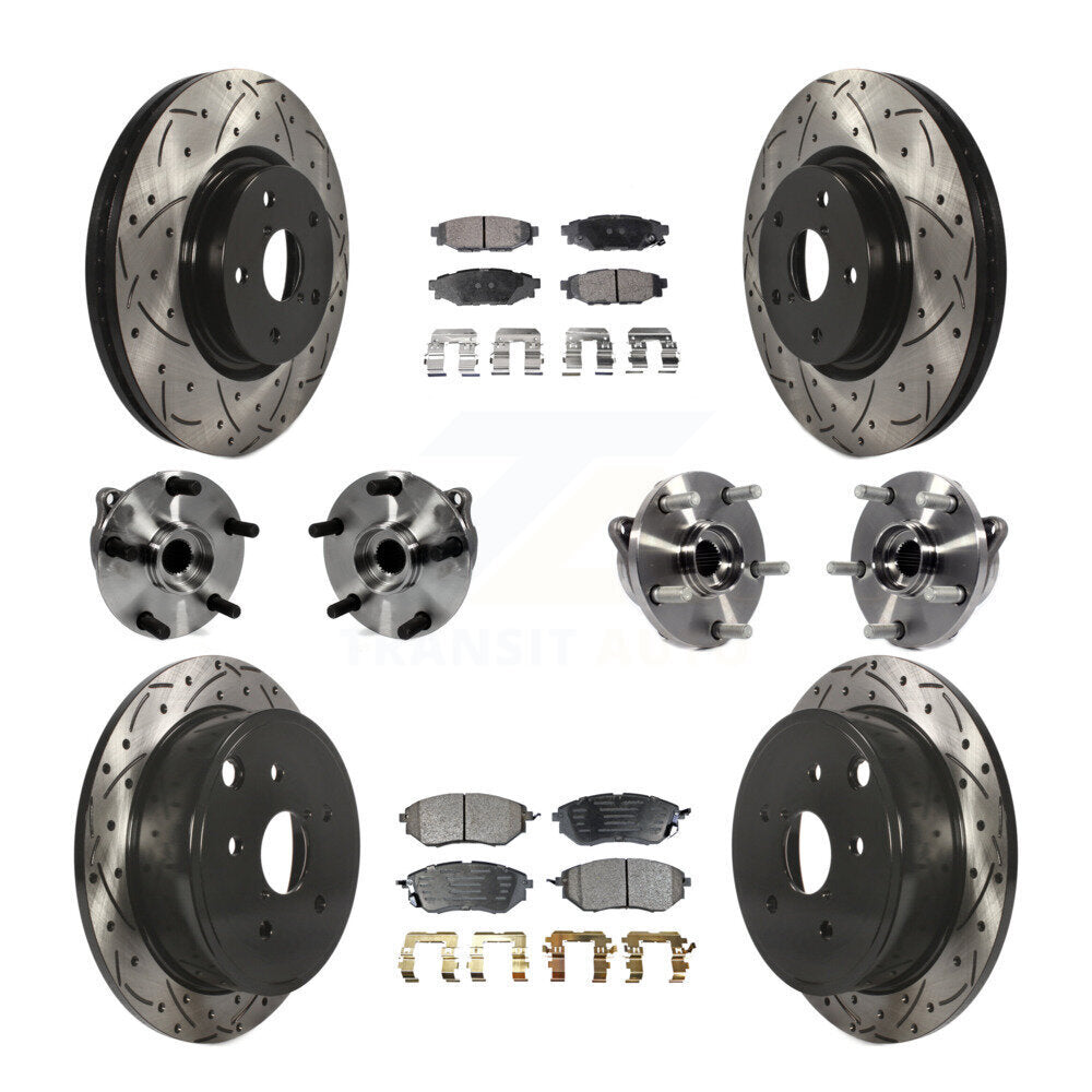 Hub Bearing Coated Disc Brake Rotor And Pad Front Rear Kit (10Pc) For Subaru WRX