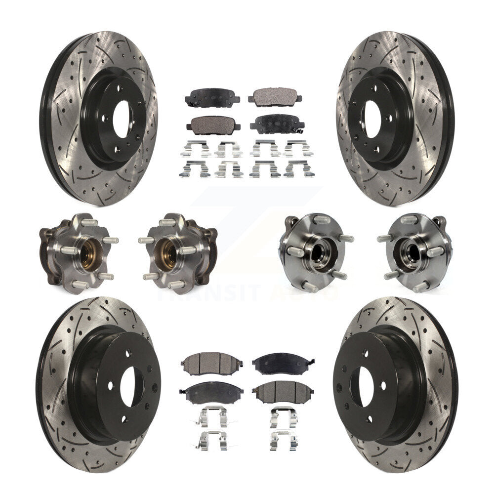 Hub Bearing Coated Brake Rotor & Pads Front Rear Kit (10Pc) For INFINITI M35 RWD