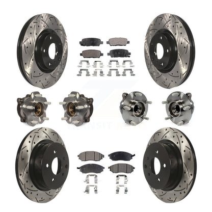 Hub Bearing Coated Brake Rotor & Pads Front Rear Kit (10Pc) For INFINITI M35 RWD