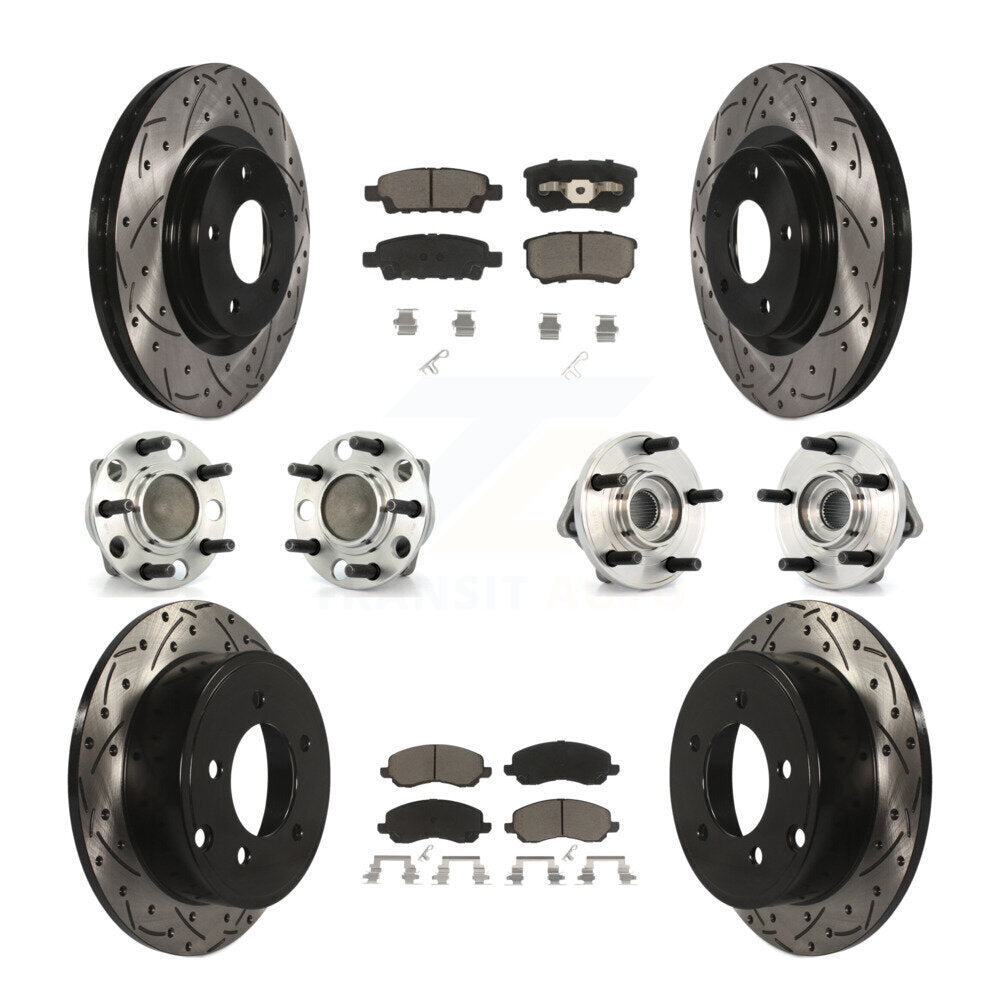 Hub Bearing Coat Brake Rotor Pad Front Rear Kit (10Pc) For Dodge Avenger Caliber
