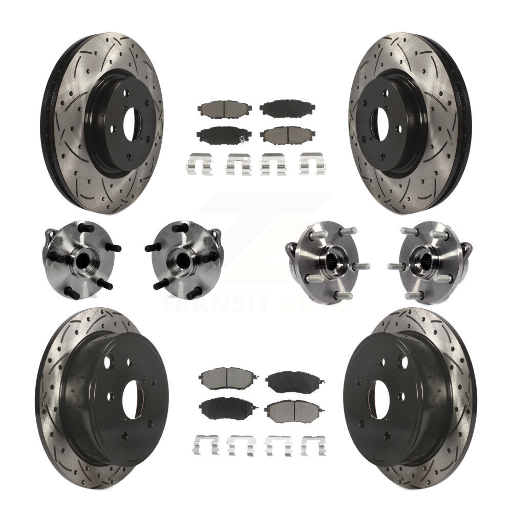 Hub Bearing Coated Disc Brake Rotor And Pad Front Rear Kit (10Pc) For Subaru WRX