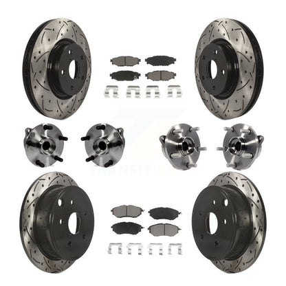 Hub Bearing Coated Disc Brake Rotor And Pad Front Rear Kit (10Pc) For Subaru WRX