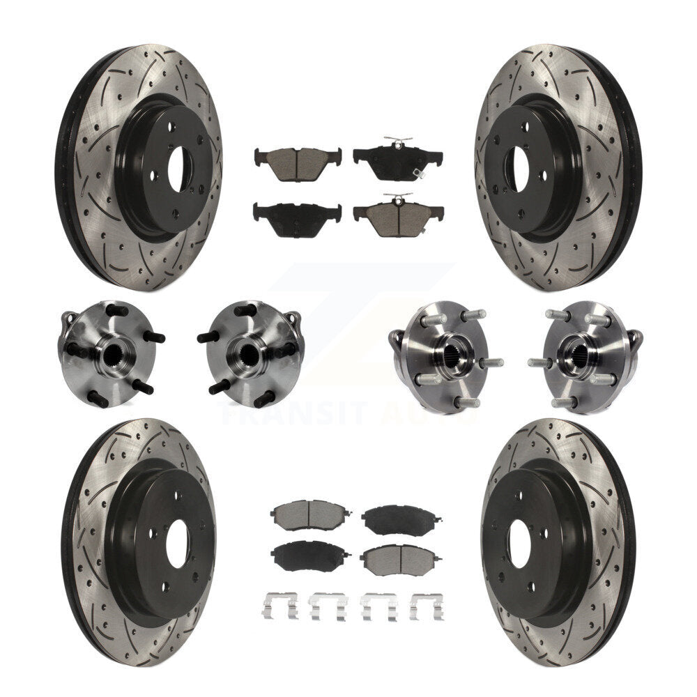 Hub Bearing Coated Disc Brake Rotor And Pad Front Rear Kit (10Pc) For Subaru WRX