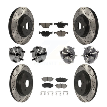 Hub Bearing Coated Disc Brake Rotor And Pad Front Rear Kit (10Pc) For Subaru WRX
