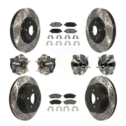 Hub Bearing Coated Brake Rotor & Pads Front Rear Kit (10Pc) For INFINITI M35 AWD