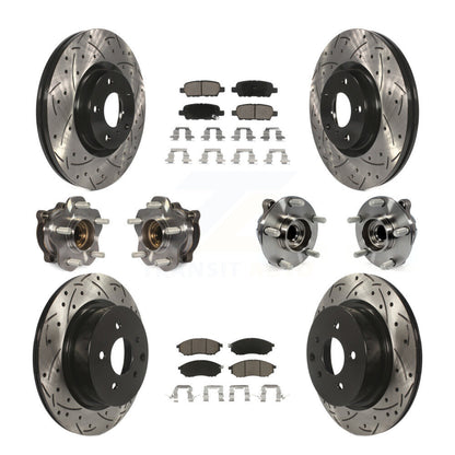 Hub Bearing Coated Brake Rotor & Pads Front Rear Kit (10Pc) For INFINITI M35 RWD