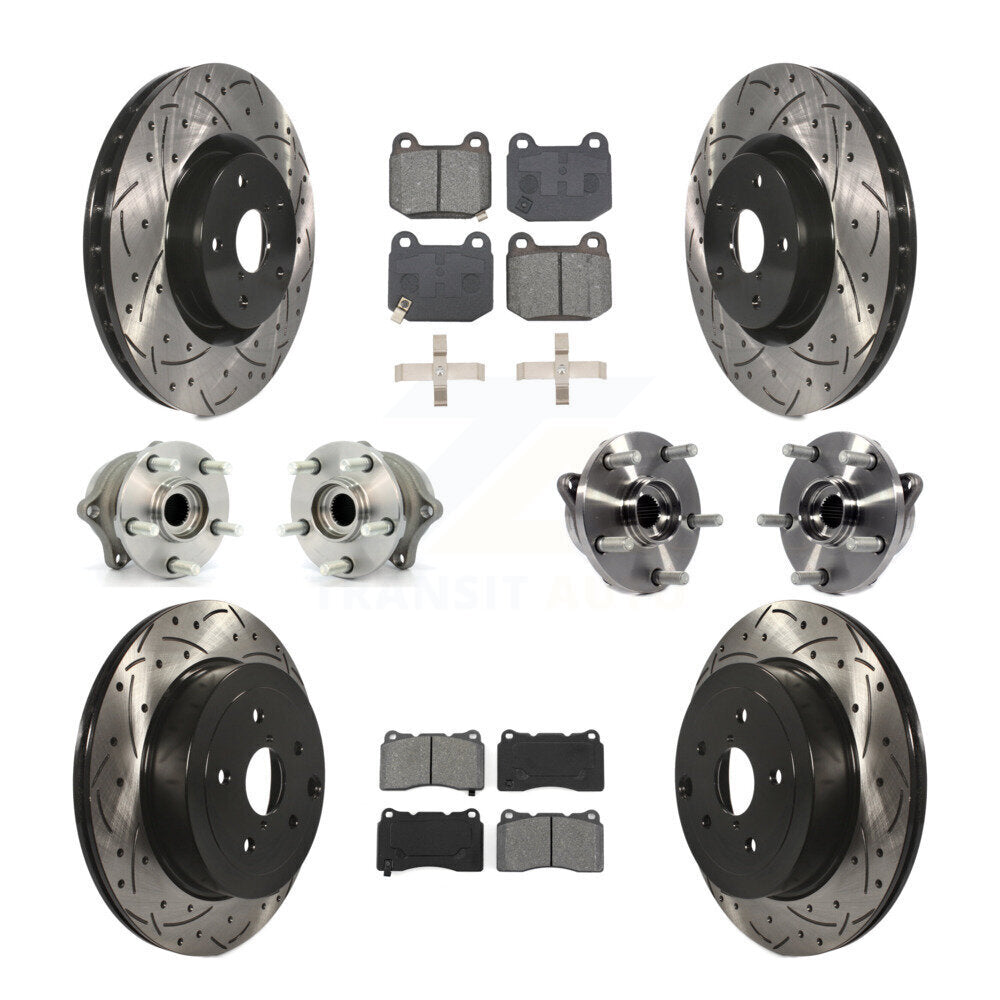 Hub Bearing Coated Brake Rotor Pads Front Rear Kit (10Pc) For Subaru Impreza WRX