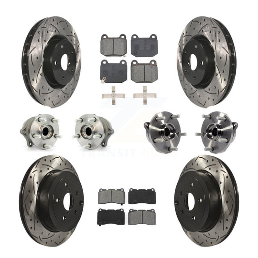 Hub Bearing Coated Brake Rotor Pads Front Rear Kit (10Pc) For Subaru Impreza WRX