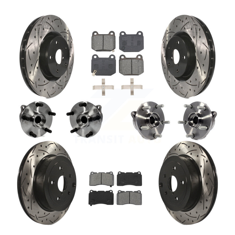 Hub Bearing Coated Brake Rotor Pads Front Rear Kit (10Pc) For Subaru Impreza WRX
