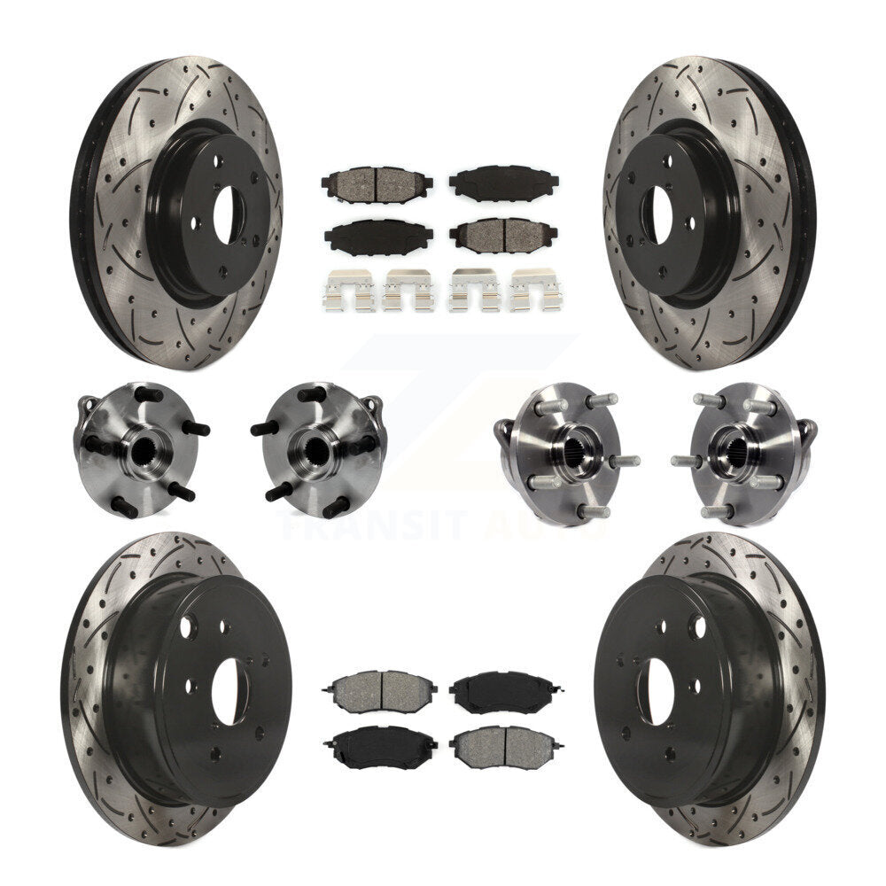 Hub Bearing Coated Disc Brake Rotor And Pad Front Rear Kit (10Pc) For Subaru WRX