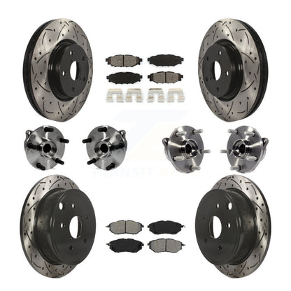 Hub Bearing Coated Disc Brake Rotor And Pad Front Rear Kit (10Pc) For Subaru WRX